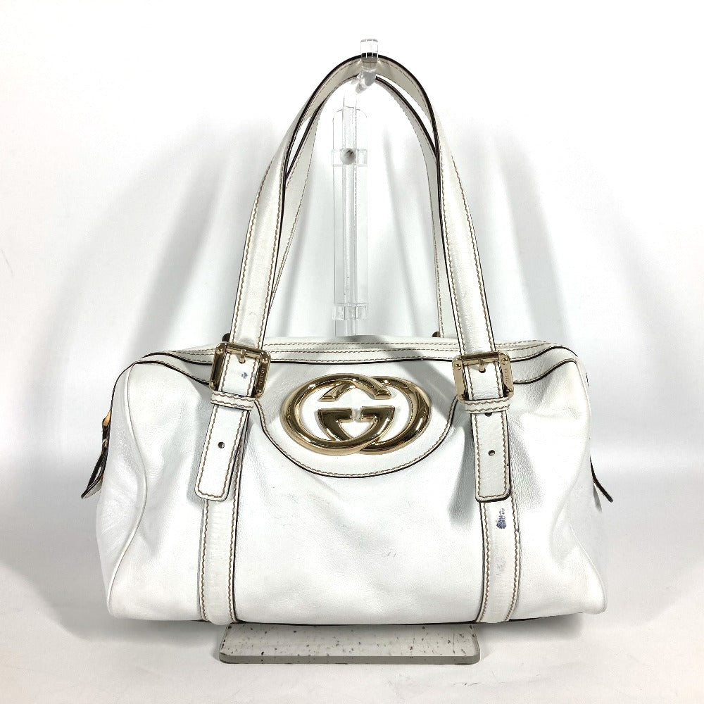 GUCCI Handbag 170009 leather white Double G GG Women Used