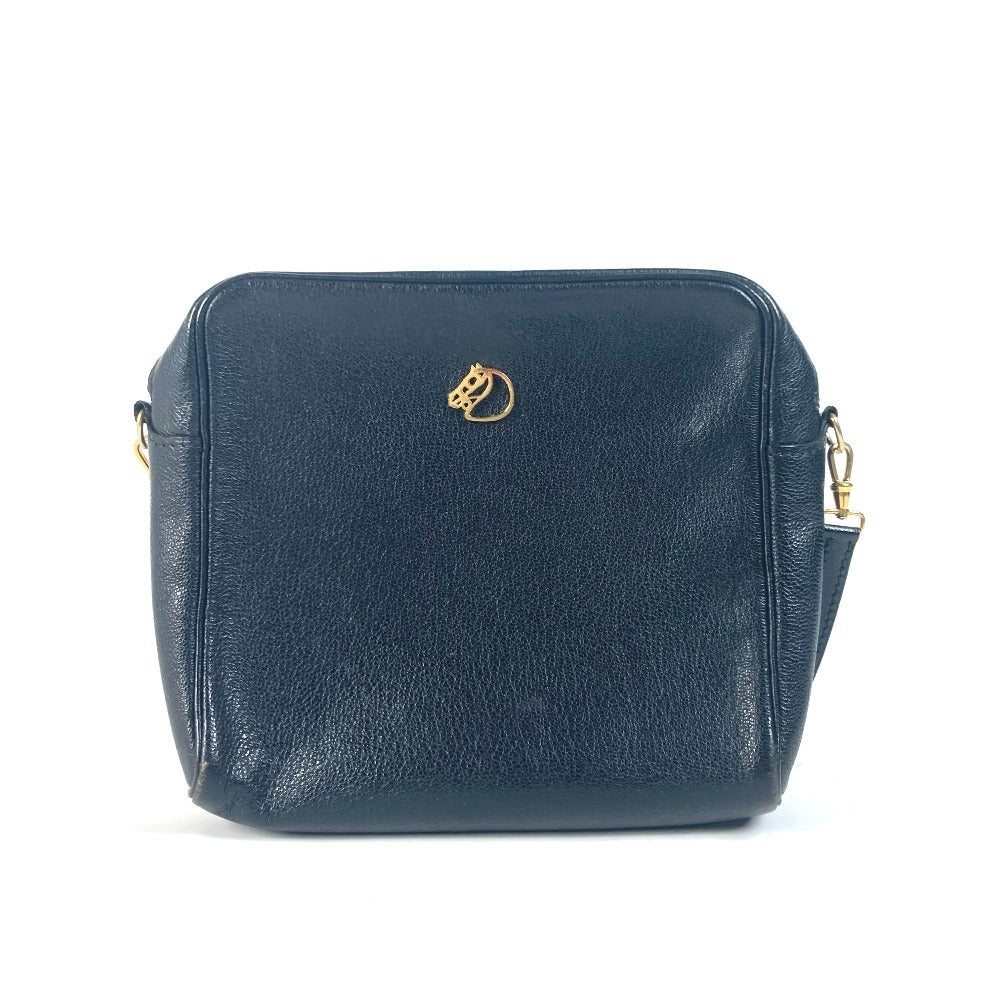 HERMES Shoulder Bag leather black vintage Shuval horse unisex(Unisex) Used