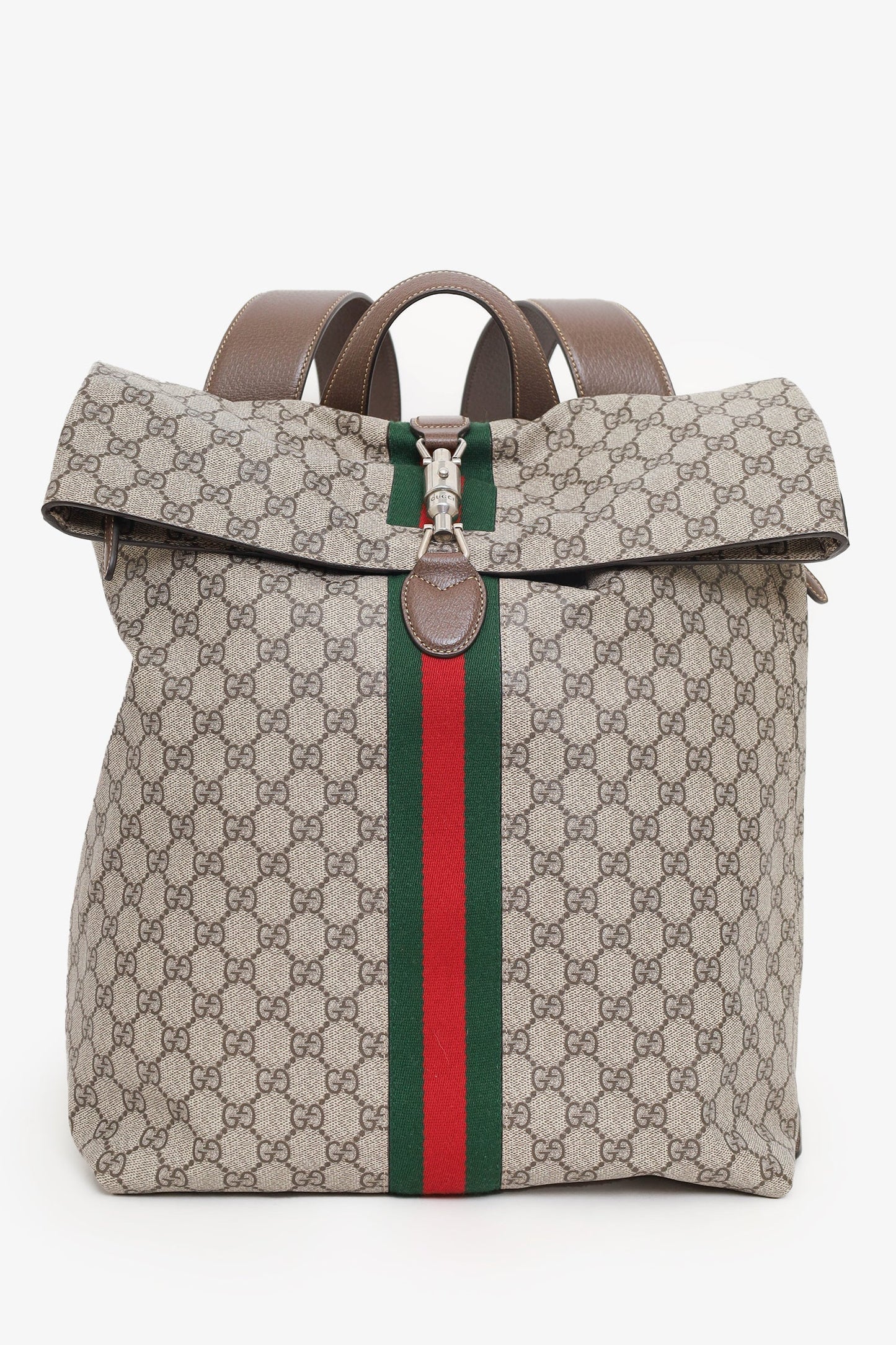 Gucci Beige Coated-Canvas GG Supreme Jackie 1961 Backpack