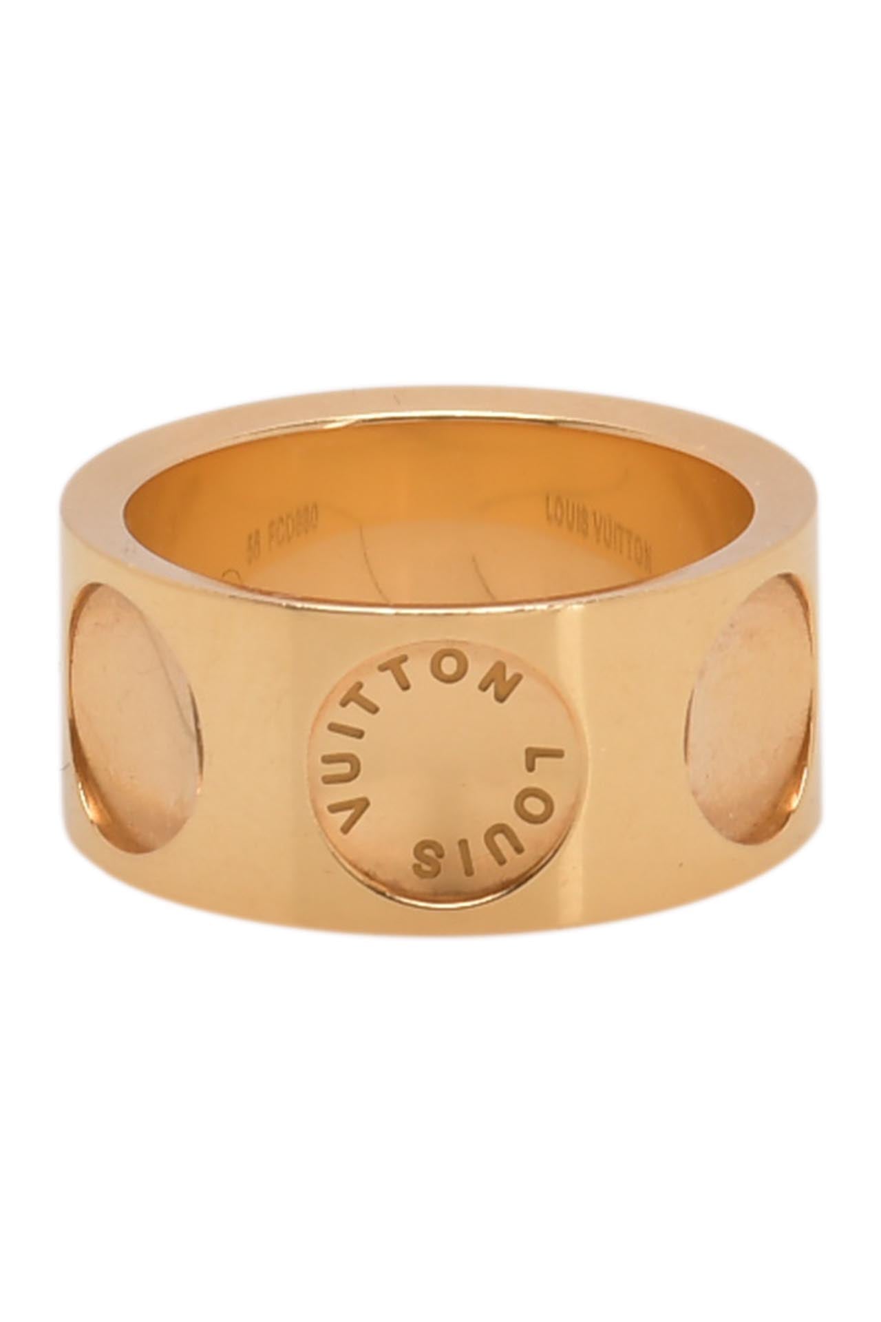 LOUIS VUITTON Empreinte 18K Yellow Gold Wide Band Ring
