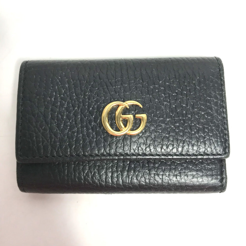 GUCCI Key case Key holder 456118 leather black GG Marmont six hooks Women Used