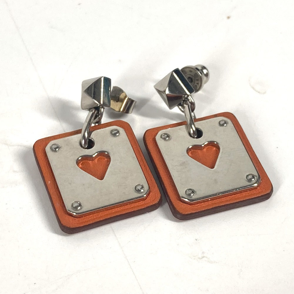 HERMES Pierce Metal, Leather Silver heart Asdukour PM Women Used