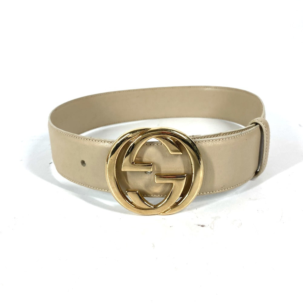 GUCCI belt 037・0394 leather beige GG logo 65