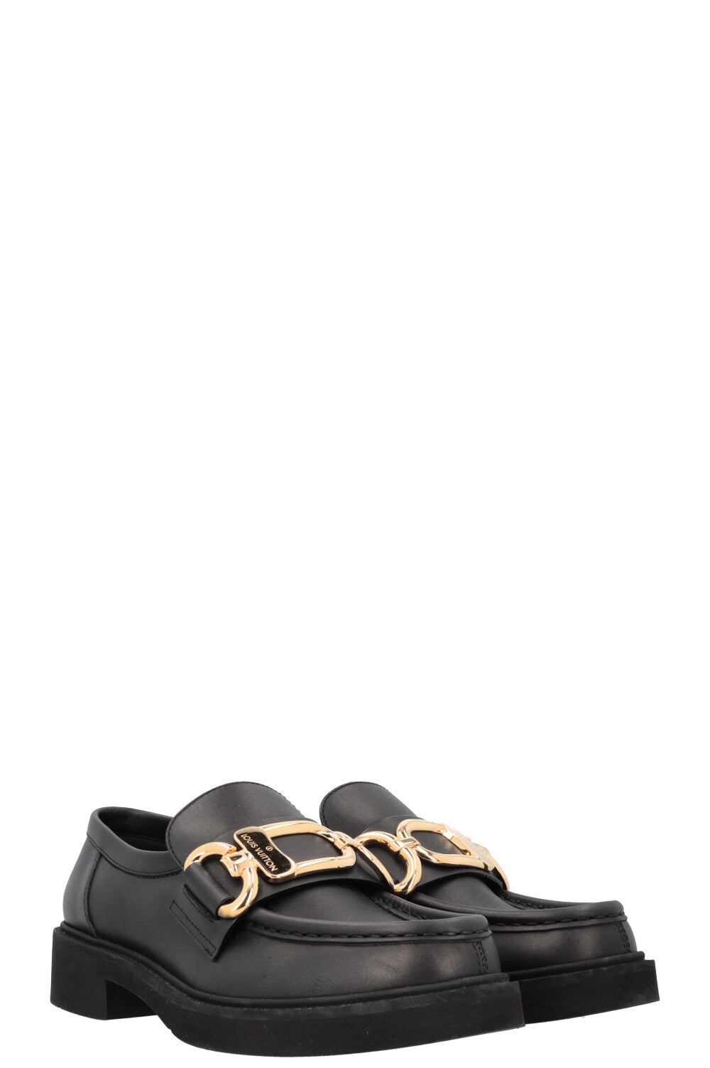 LOUIS VUITTON Academy Lock Loafers Black