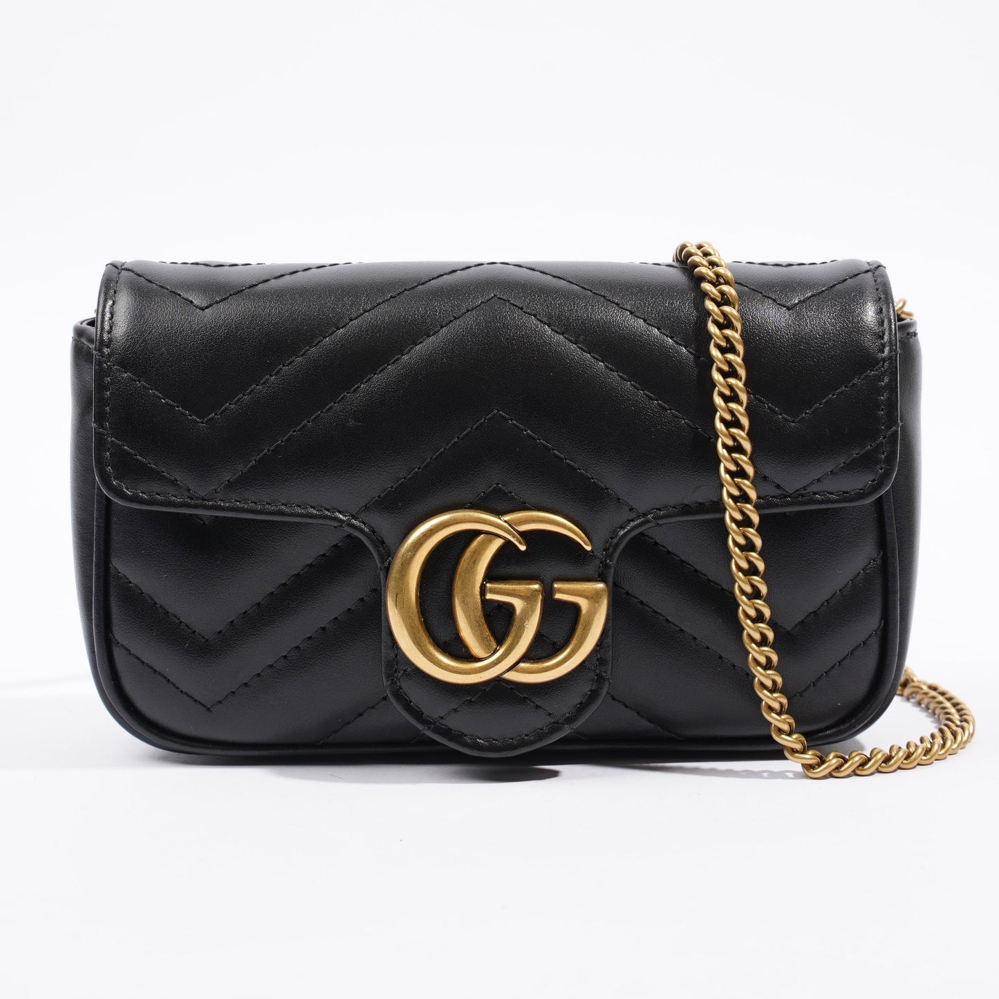Gucci Marmont Flap Black Matelasse Leather Super Mini