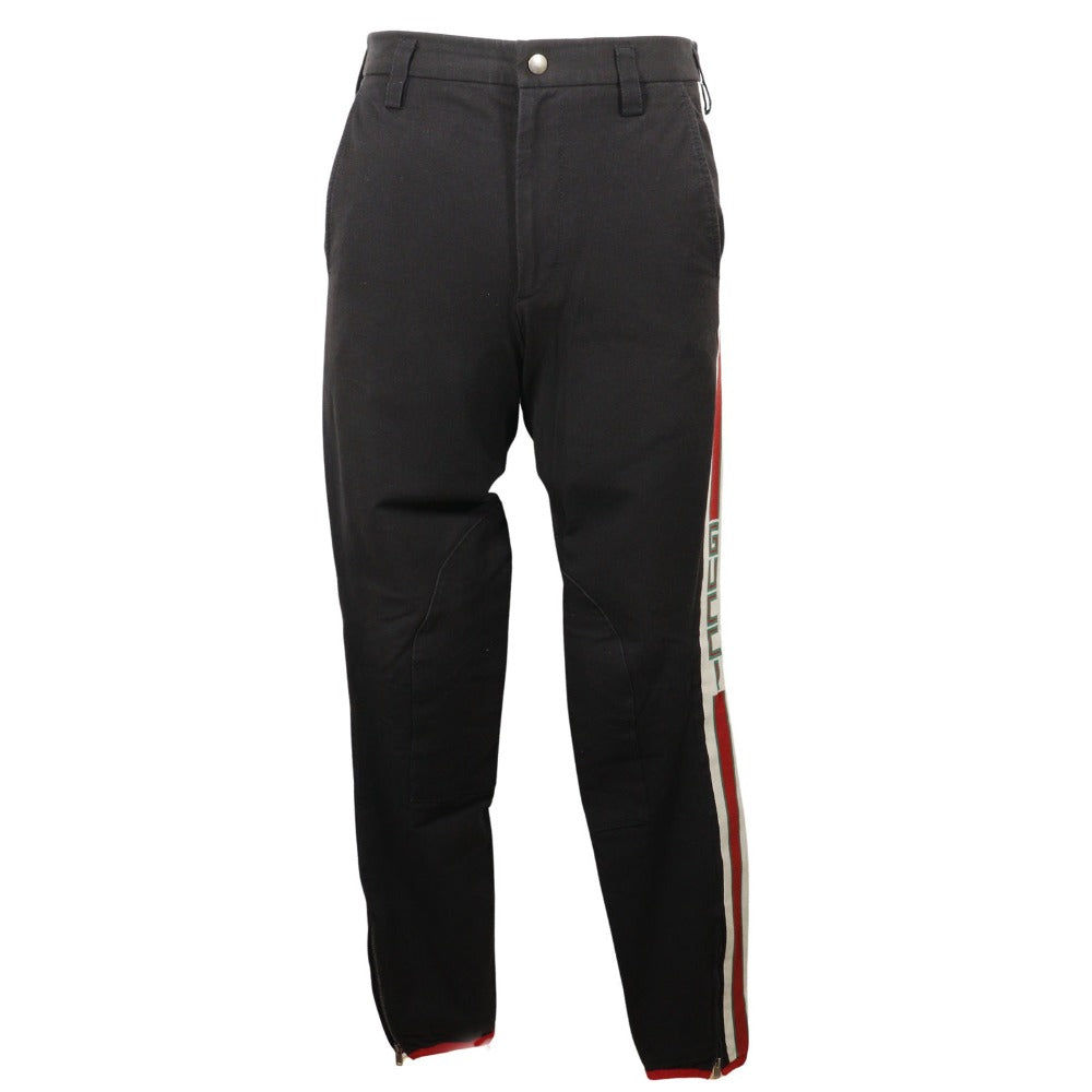 GUCCI Pants 495695 Cotton, Polyurethane black 18Stainless Steel Sideline gabardine stretch pants mens 46 Used