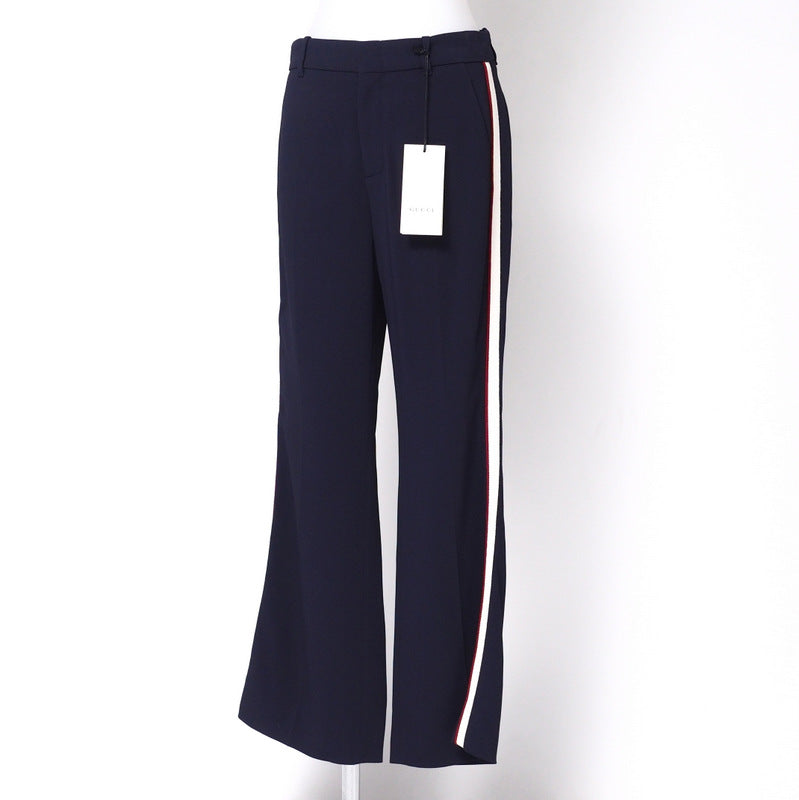 GUCCI Pants 524709 97% rayon, 3% polyurethane Navy/White x Bordeaux 42
