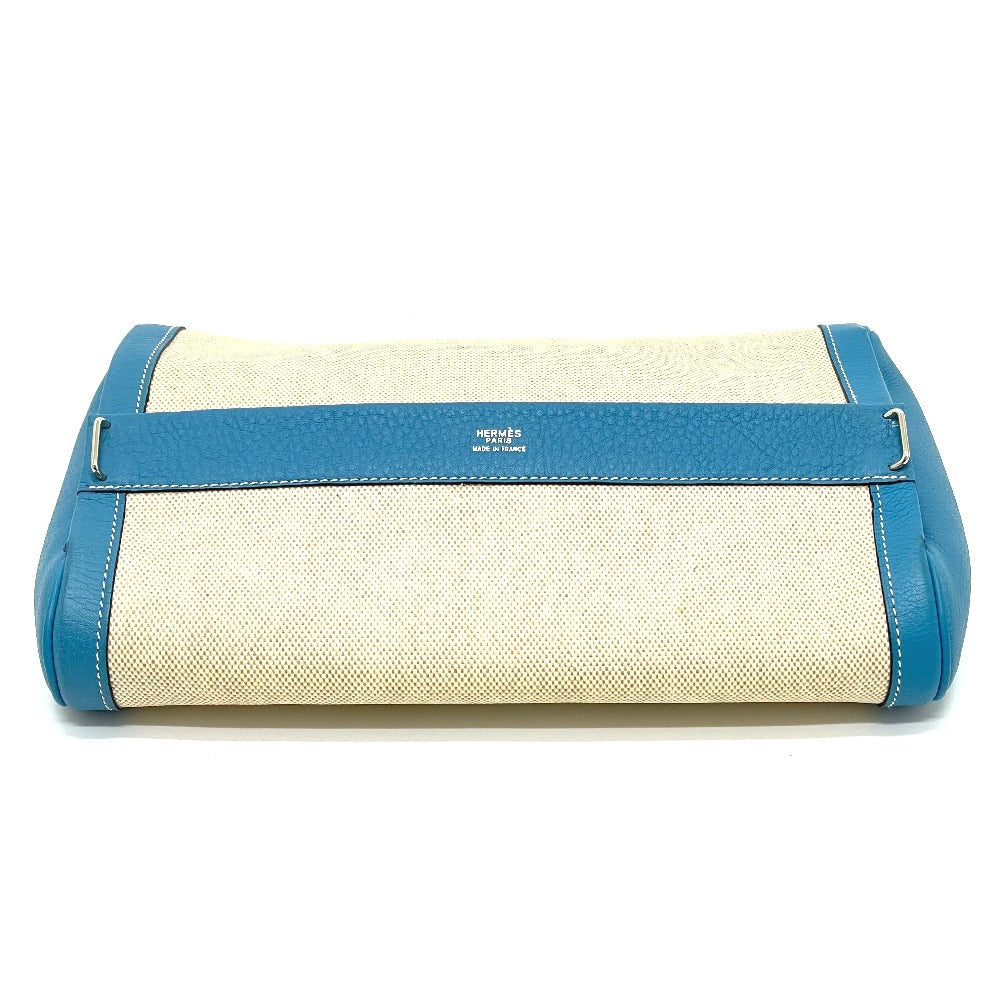HERMES Clutch bag Toile Ash / Taurillon Clemence blue Equi Pouch Women Used
