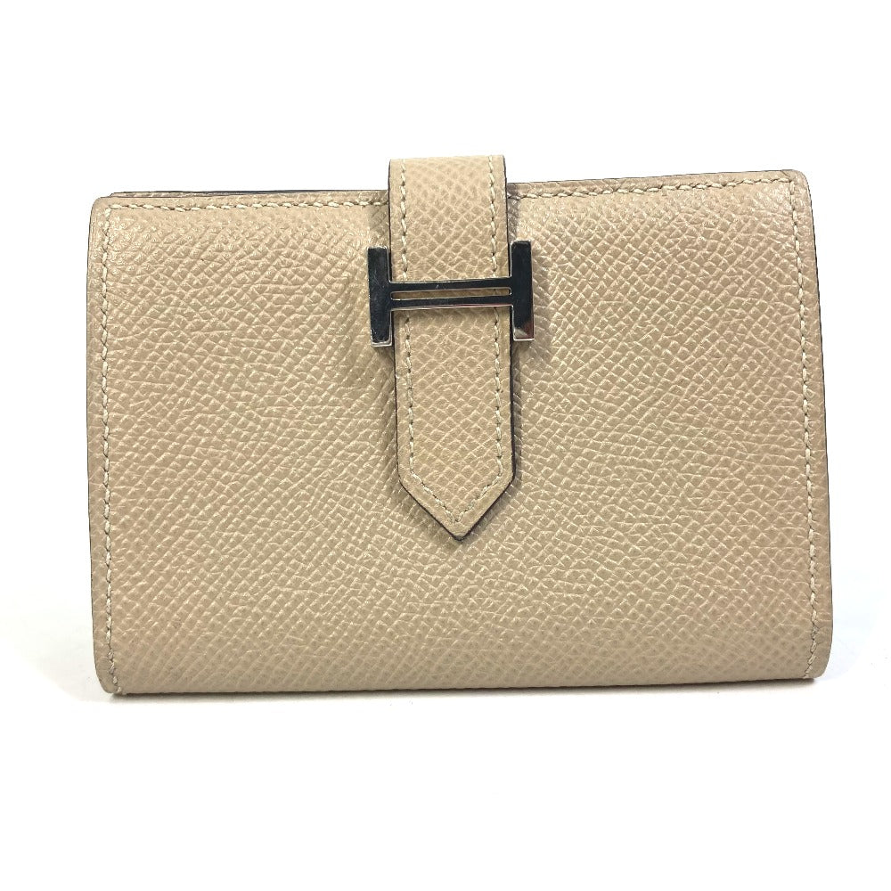 HERMES Card Case Epsom beige Two fold Bean mini unisex(Unisex) Used