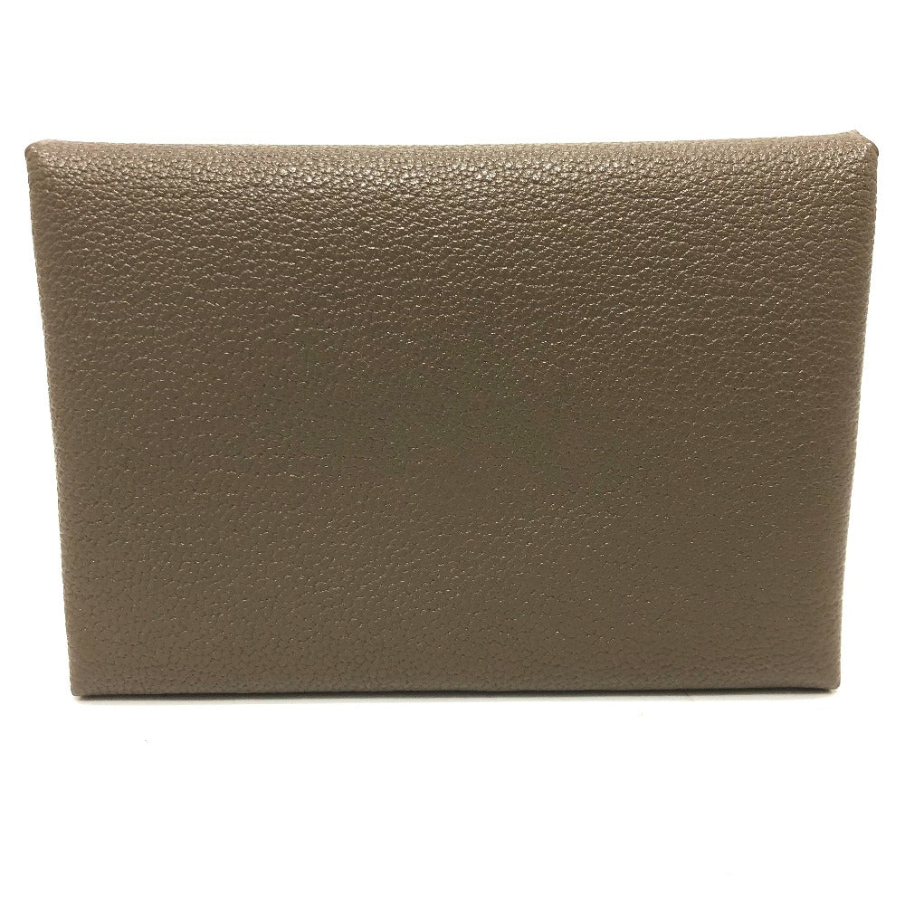 HERMES Card Case Chevre Misol Brown Calvi duo