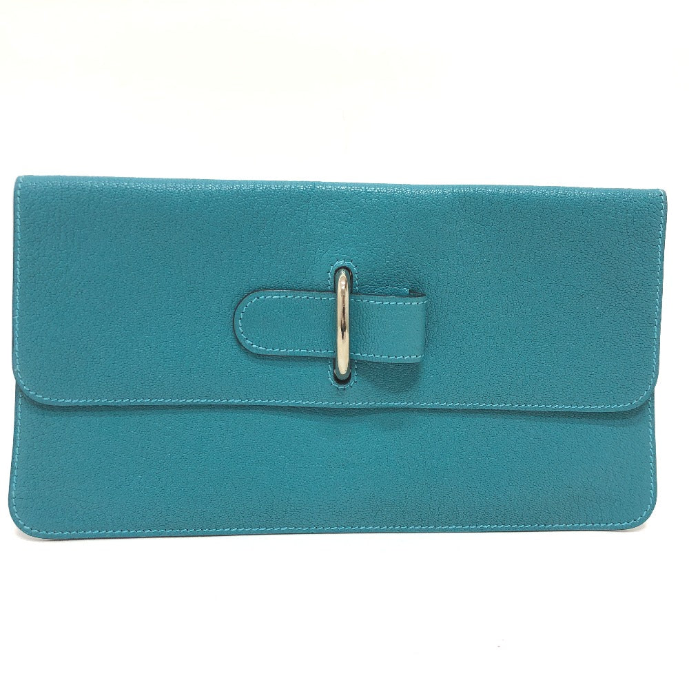 HERMES Pouch Chevre Misol Blue gene Stopper Chene Dunkle Women Used