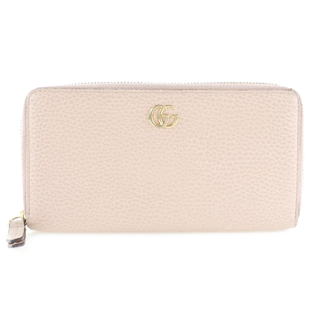 GUCCI Long Wallet Purse 456117 CAO0G 5909 leather Light pink GG Petit Marmont Women Used