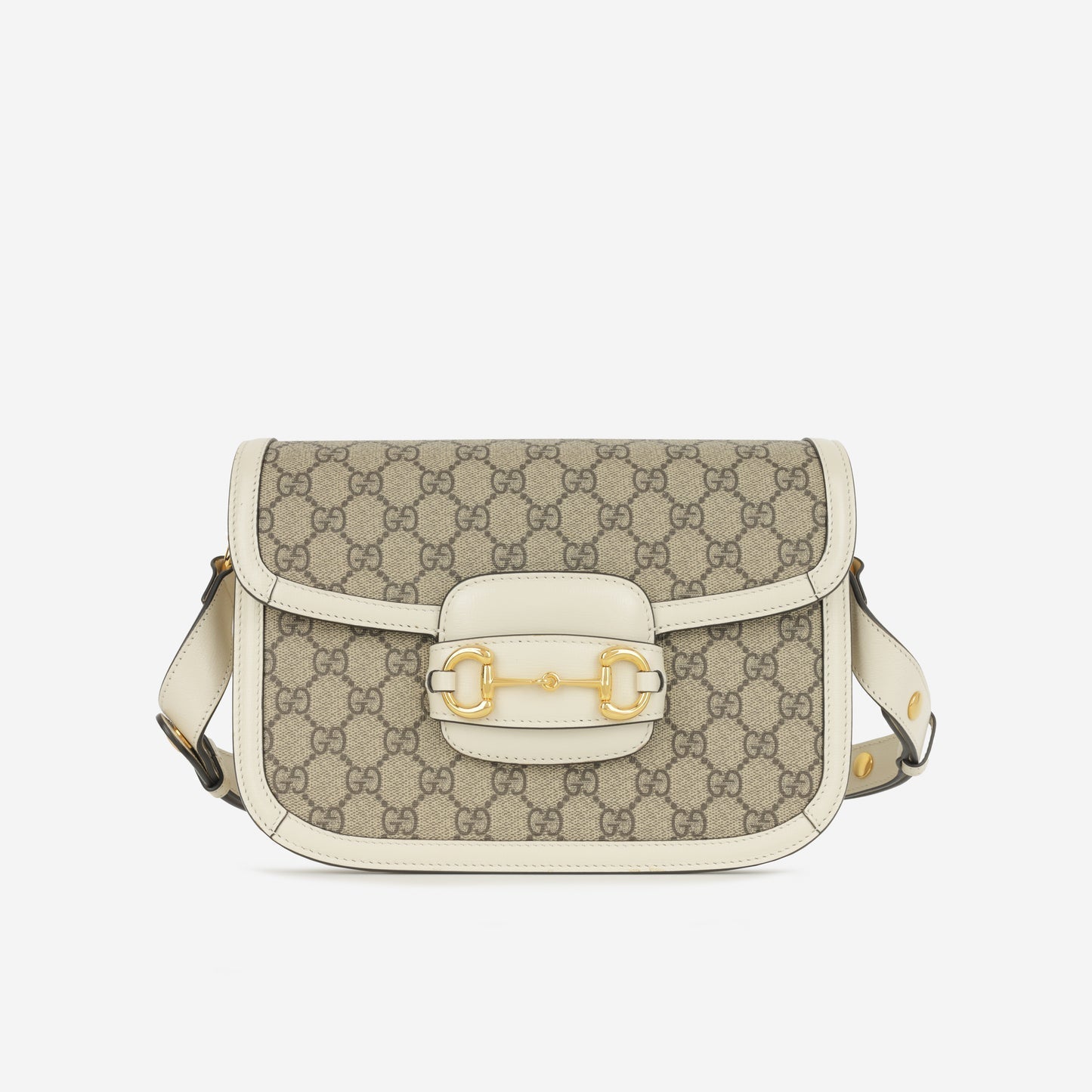 Gucci - Small Horsebit Crossbody 1955 - White GG Supreme canvas GHW -