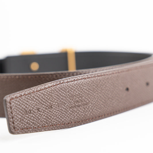Hermes 32mm Reversible Belt Swift/Epsom - Noir/Chocolat (80cm)