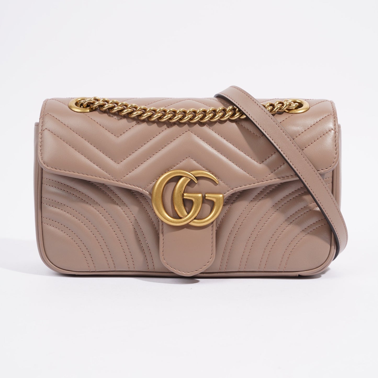 Gucci GG Marmont Matelasse Dusty Pink Matelasse Leather Small