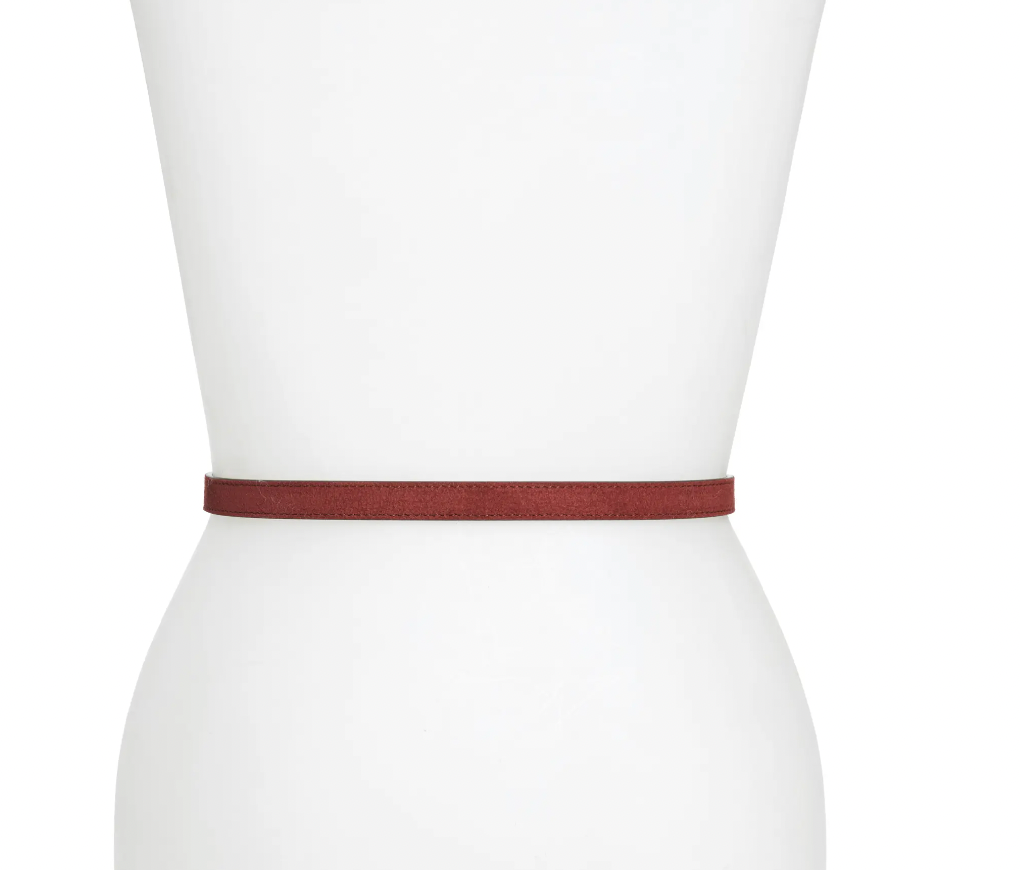 Gucci Interlocking-G Buckle Skinny Suede Belt in Burgundy