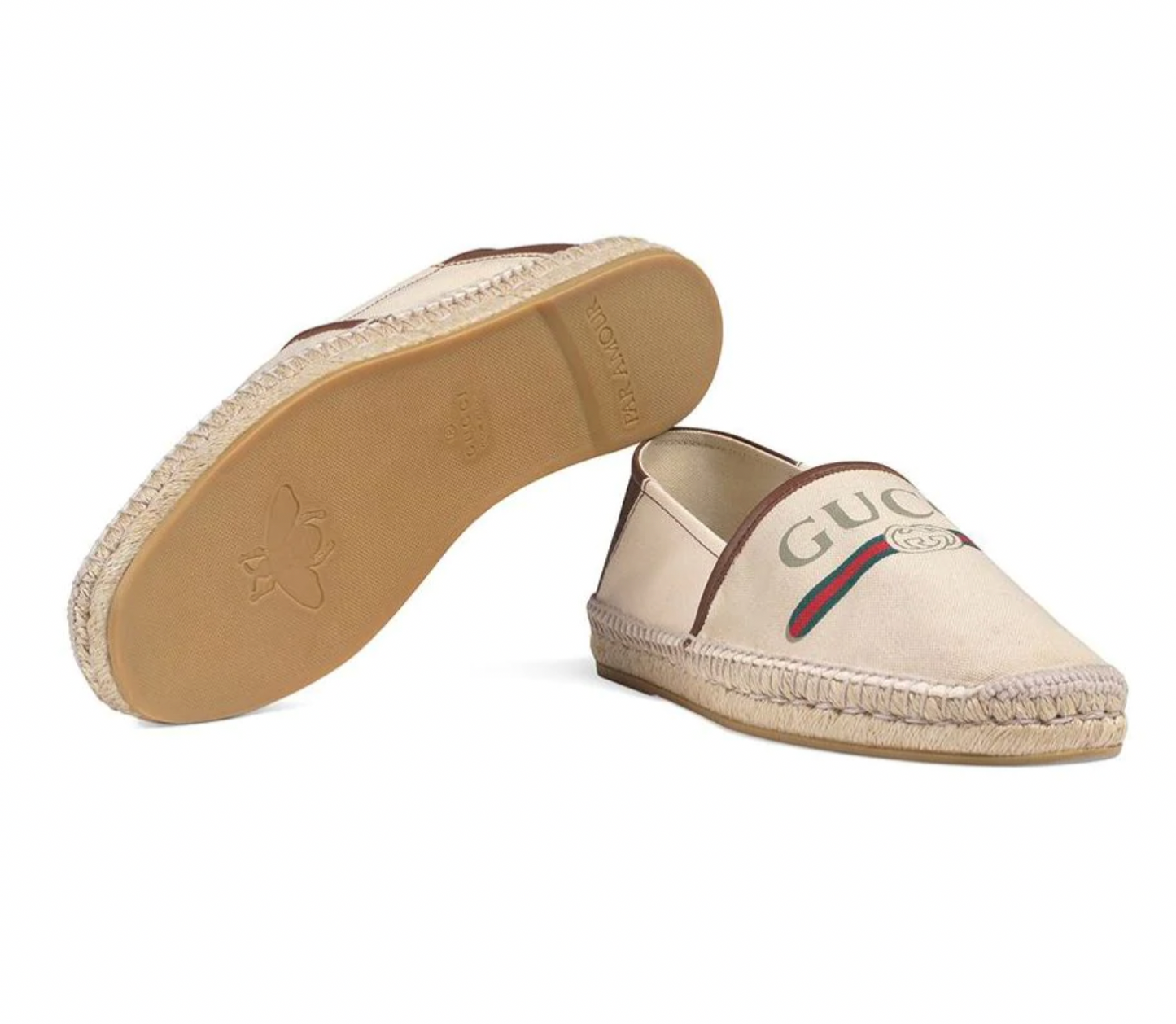 Gucci Logo Canvas Espadrilles in White