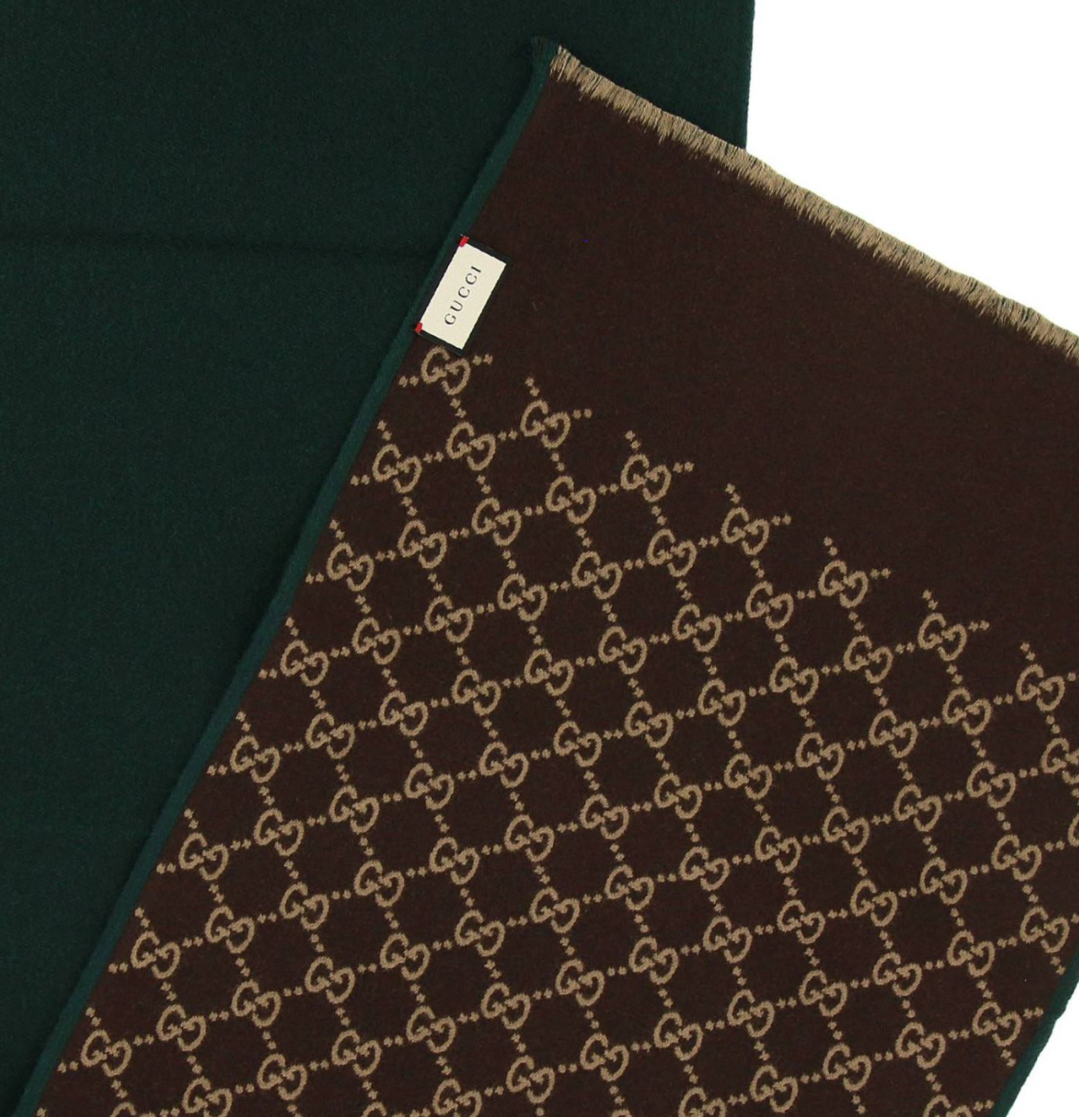 Gucci GG Reversible Wool Scarf in Green