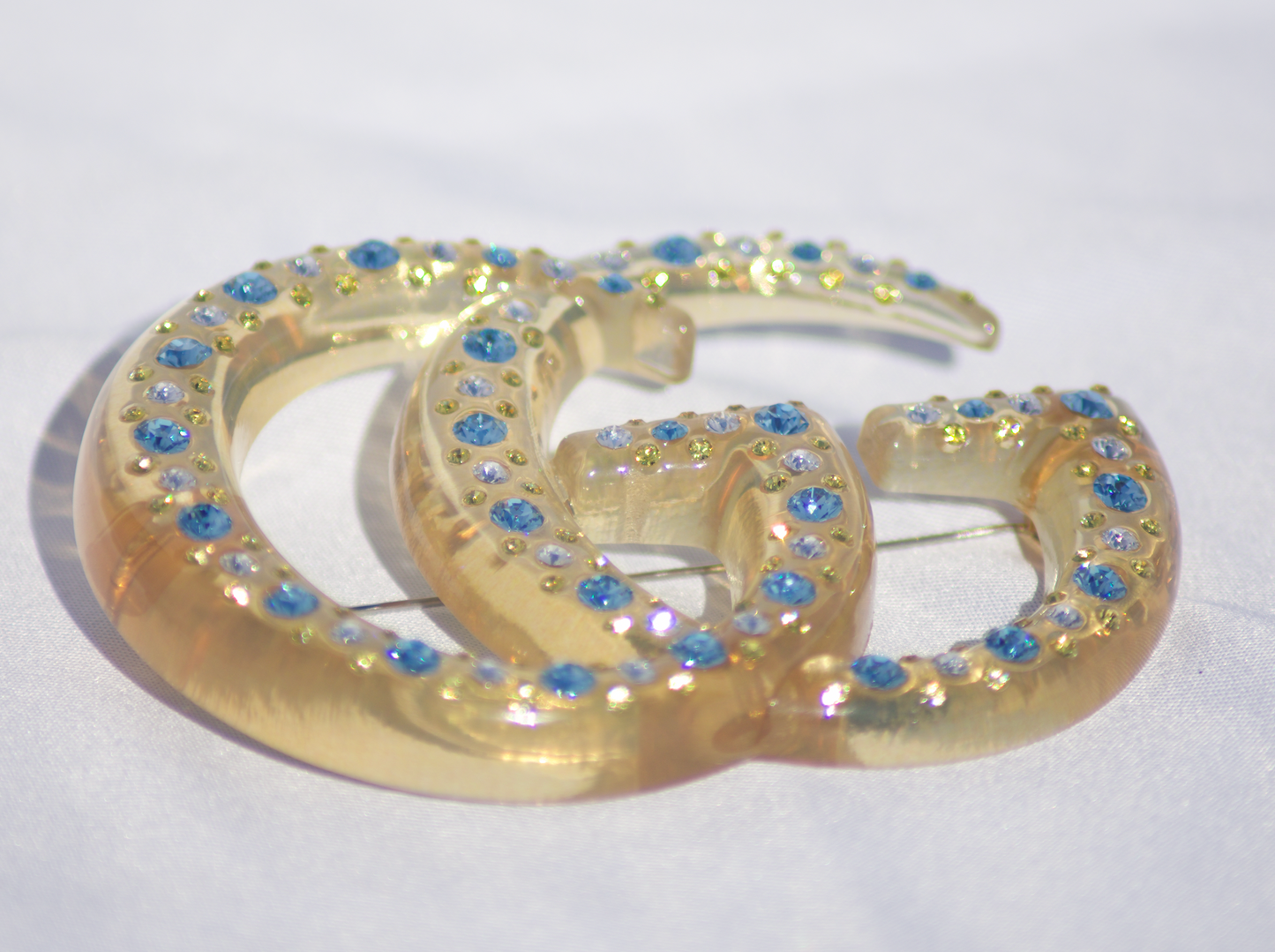 Gucci GG Resin Brooch with Crystals
