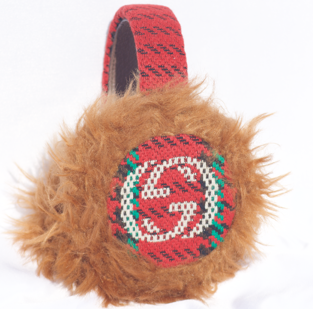 Gucci Houndstooth Wool Earmuffs with Interlocking G