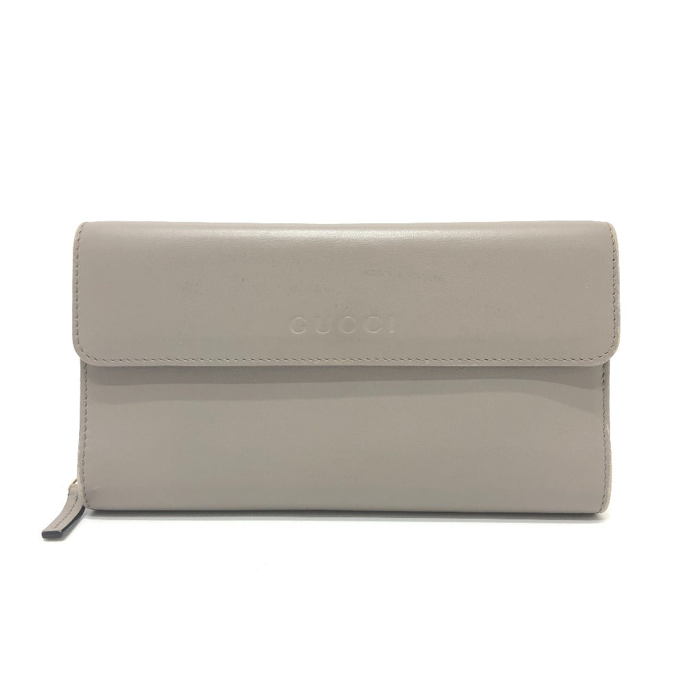 GUCCI Long Wallet Purse leather gray logo Women Used