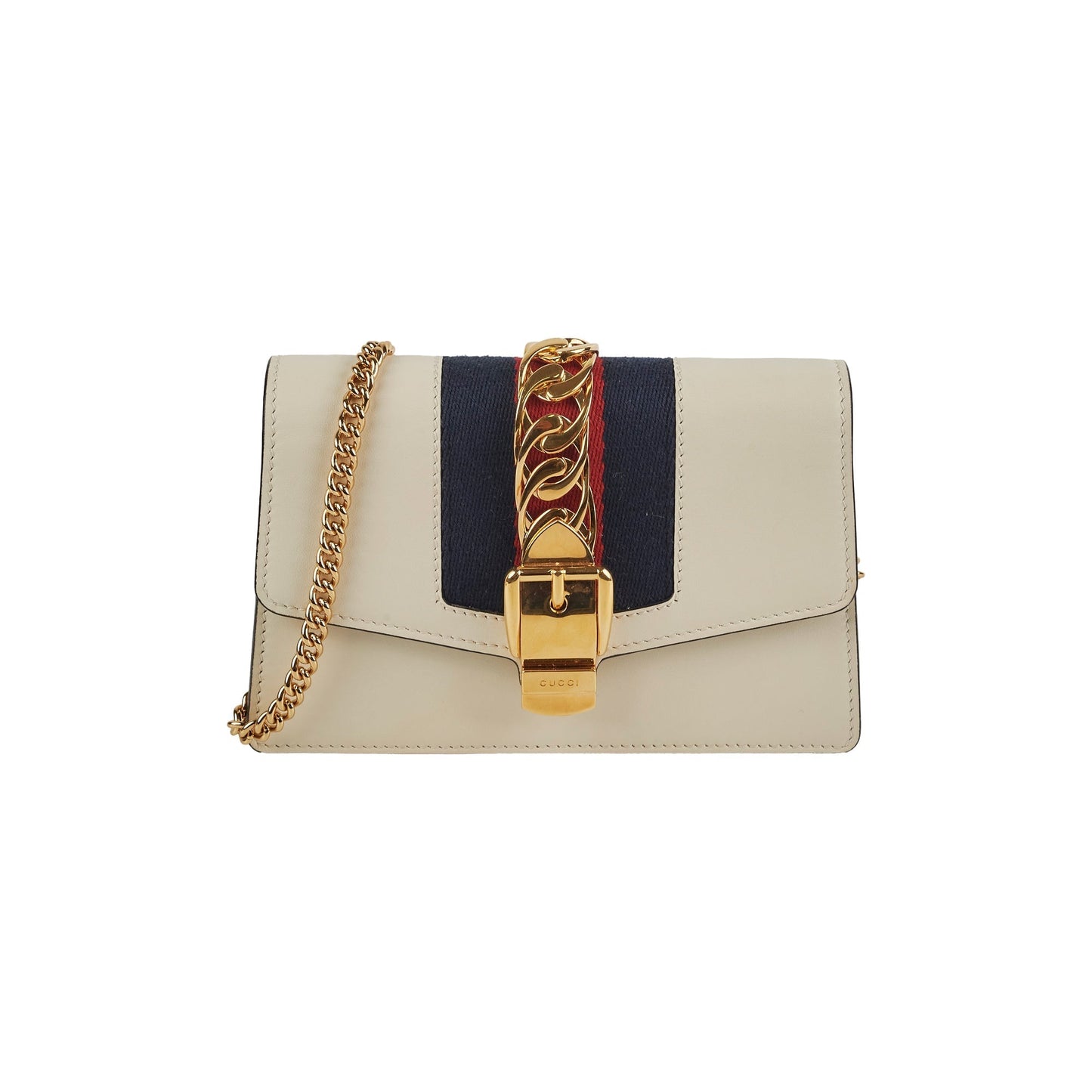 Gucci Super Mini Sylvie White Chain Crossbody