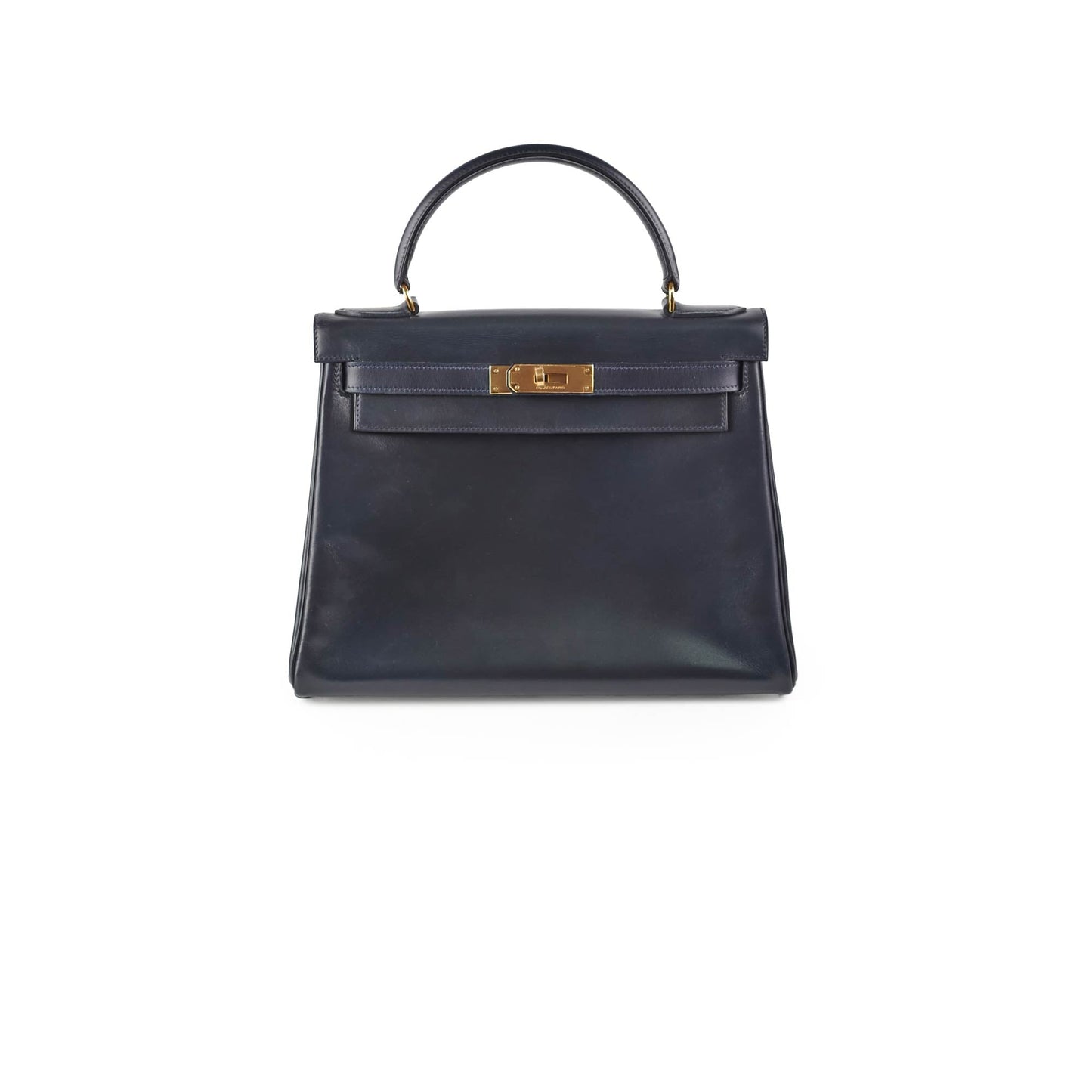 Hermes Vintage Kelly 28 Box Leather Navy - H Circle 1978