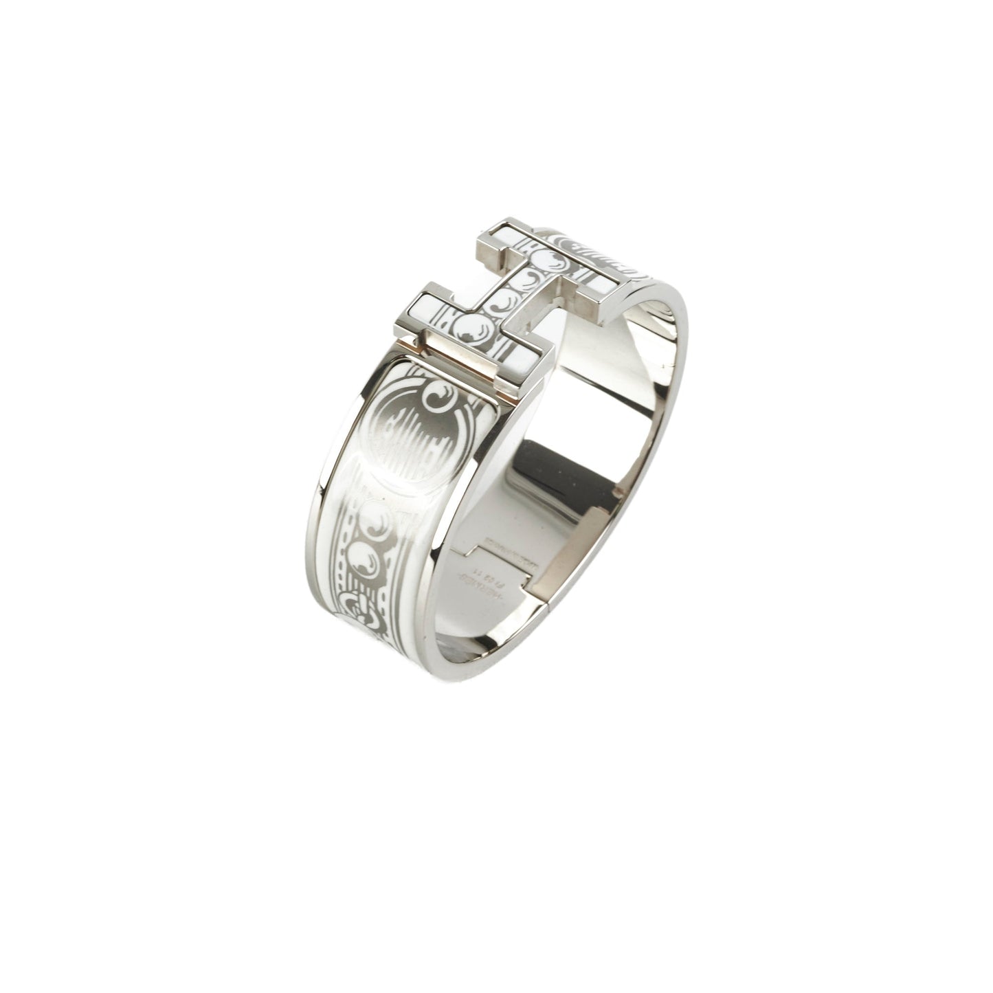 Hermes Clic H Bracelet Size GM Platine/Blanc