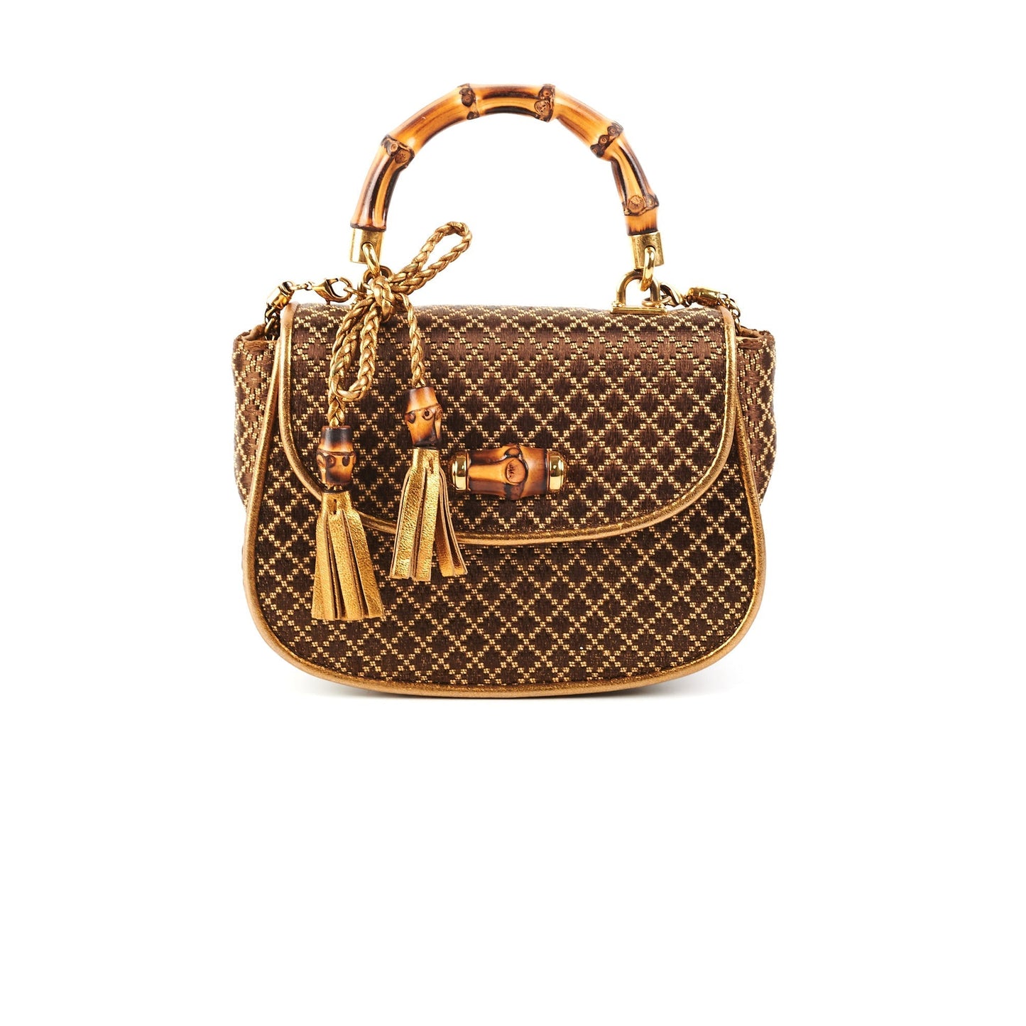 Gucci Mini Bamboo Top Handle Metallic Bag Gold/Brown