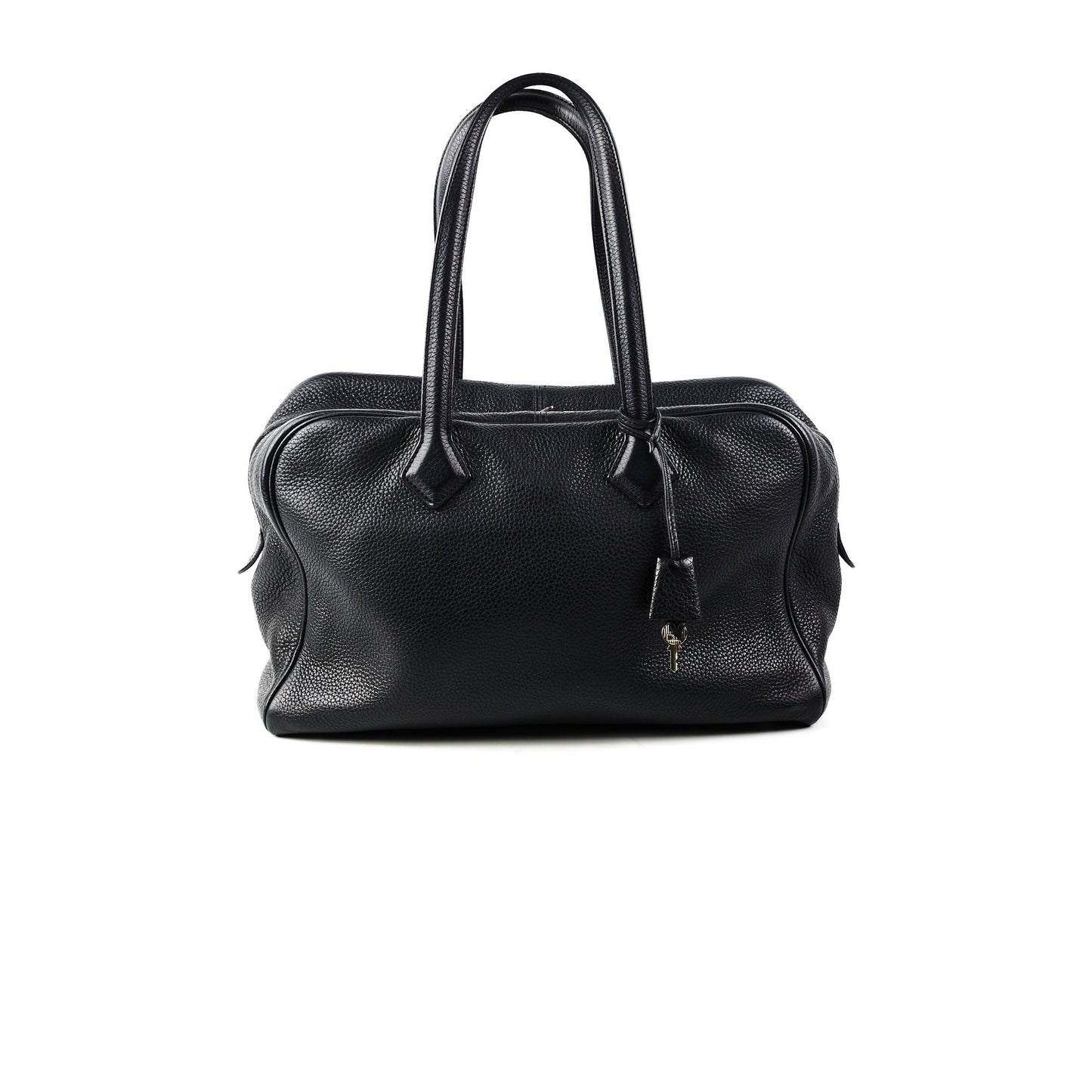 Hermes Victoria 35 Leather Handbag Black - O Square Stamp