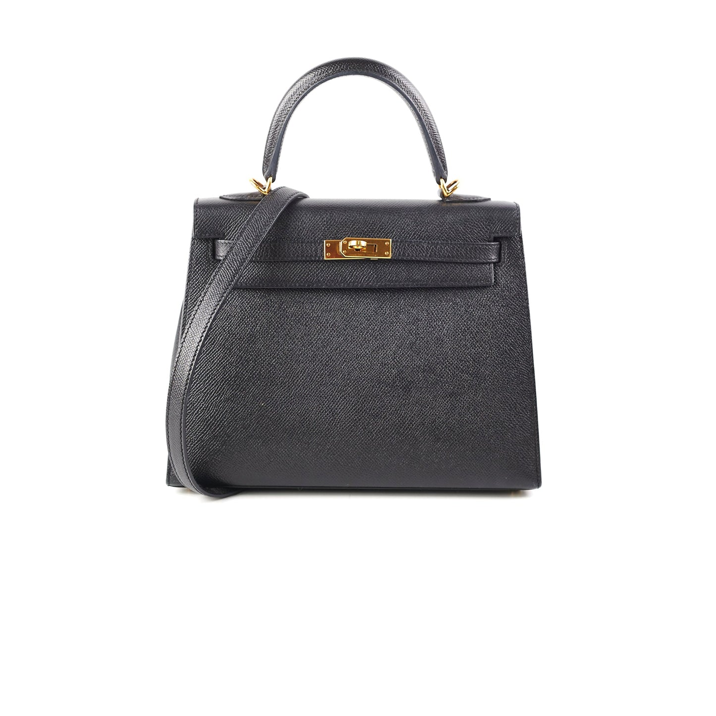 Hermes Kelly 25 Epsom Noir Stamp X
