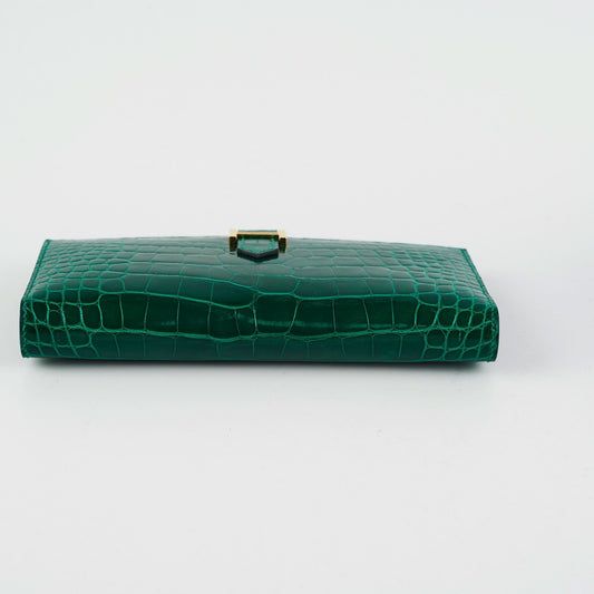 Hermes Bearn Alligator Emerald Wallet- D Stamp
