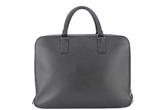 LOUIS VUITTON GREY TAIGA LEATHER DOCUMENT BAG WITH DUST COVER, LOCK&KEYS