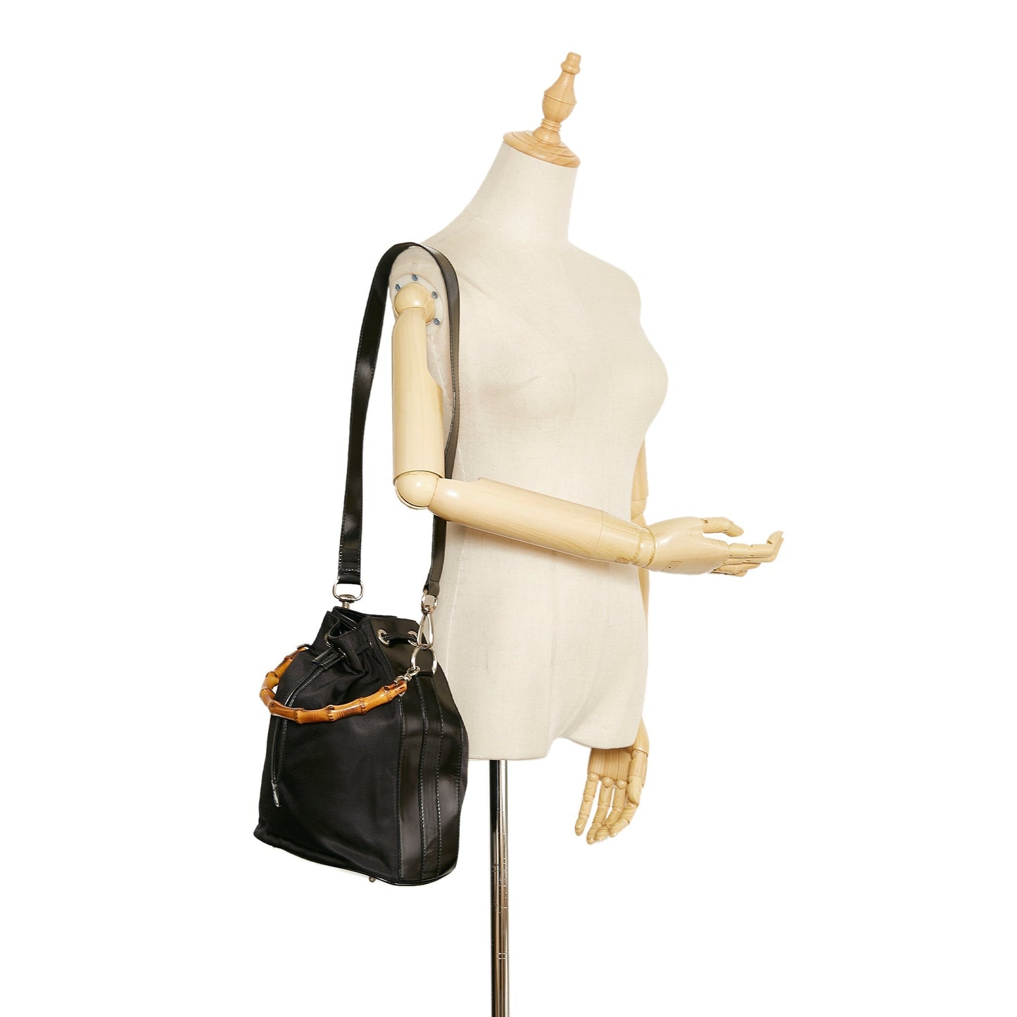Gucci Nylon Bamboo Bucket Satchel