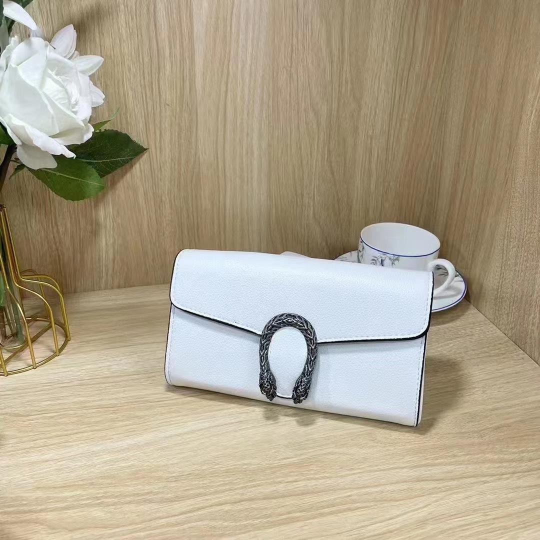 Gucci Women's Cross Body Bag - Design with Logo, Long Chain (White)