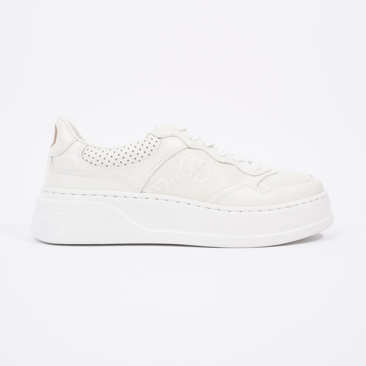 Gucci GG Embossed White Leather EU 38 UK 5