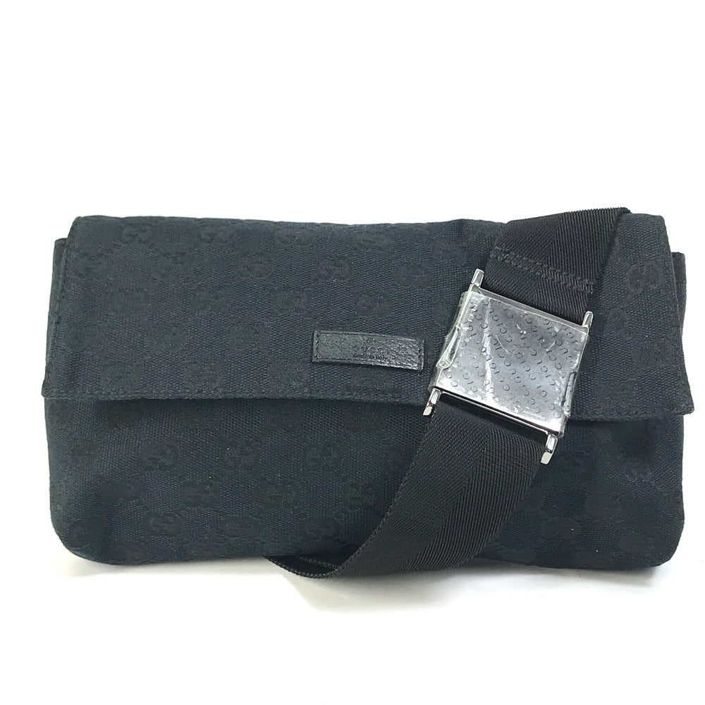 GUCCI Waist bag 146304 GG canvas / leather black GG Belt bag mens Used