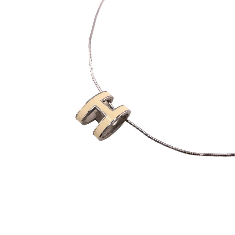 HERMES Necklace lacquer Silver Pop Ash H Women Used