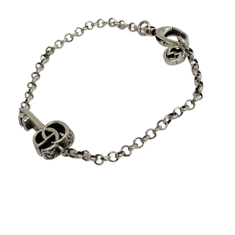 GUCCI bracelet Silver925 Silver 16 925 6.9g double G key Arabesque Women(Unisex) Used