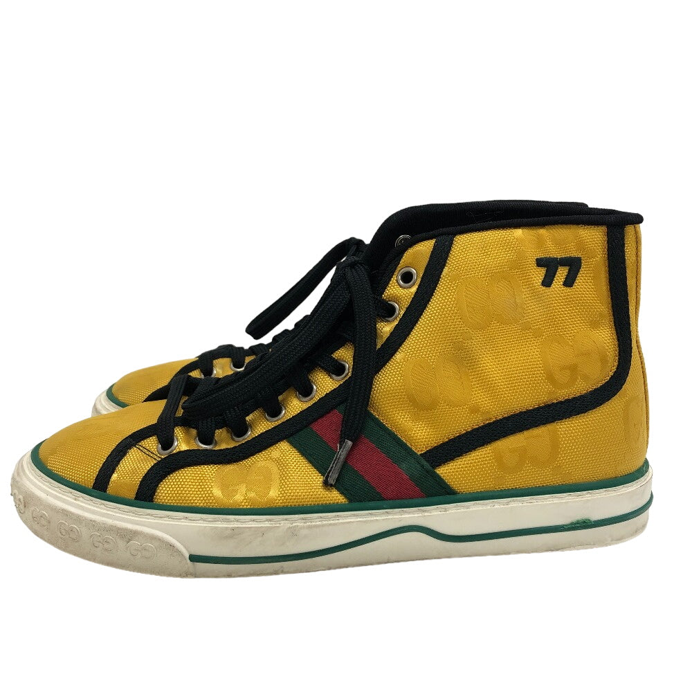 GUCCI sneakers fabric yellow Sherry Line GG Pattern TENNIS 1977 Women(Unisex) 6 1/2 Used