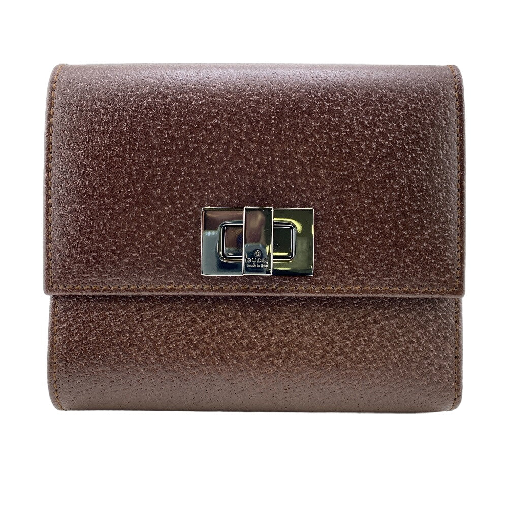 GUCCI Tri-fold wallet leather Brown Women(Unisex) Used