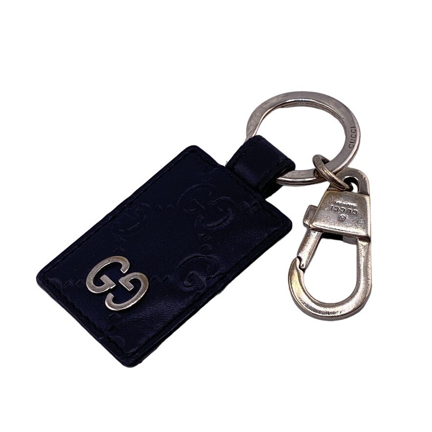 GUCCI key ring leather black Guccisima unisex(Unisex) Used