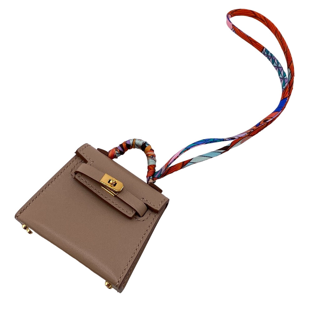 HERMES charm leather beige Kelly Twilly
