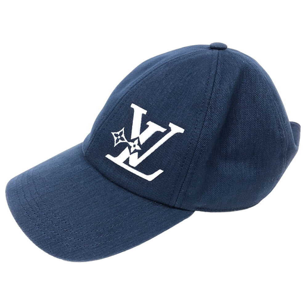 LOUIS VUITTON cap M7606L cotton Navy Marine LV smash mens Used