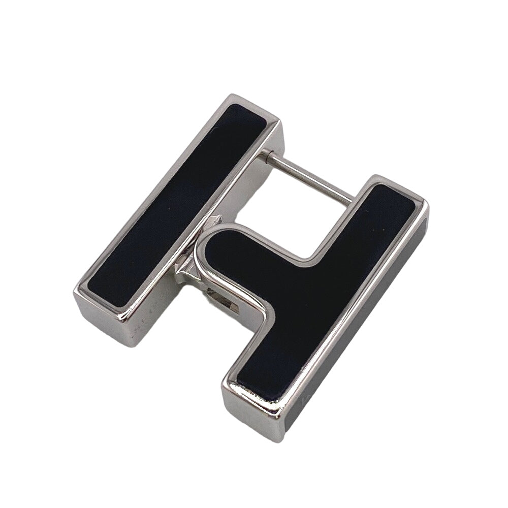 HERMES Pierce metal black Single earrings H logo Women(Unisex) Used
