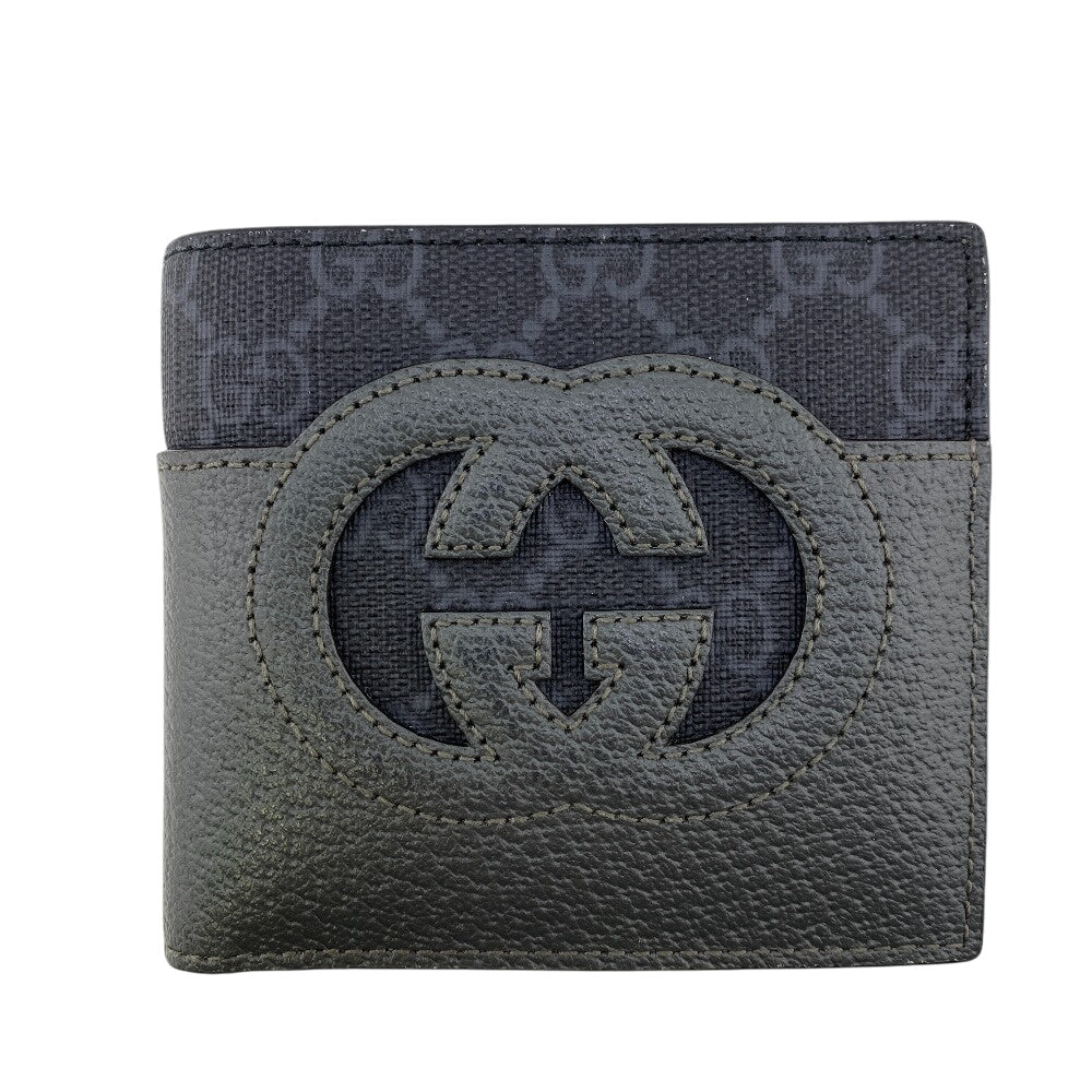 GUCCI Bifold Wallet 701417 Canvas, Leather black GG Supreme Coin wallet
