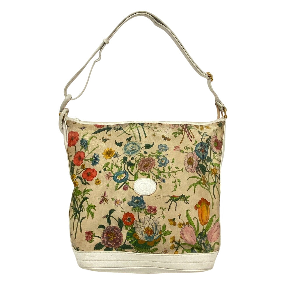 GUCCI Shoulder Bag 001・090・0729 Canvas, Leather white Flora GG