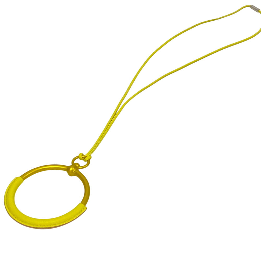 HERMES Necklace leather yellow ground loop