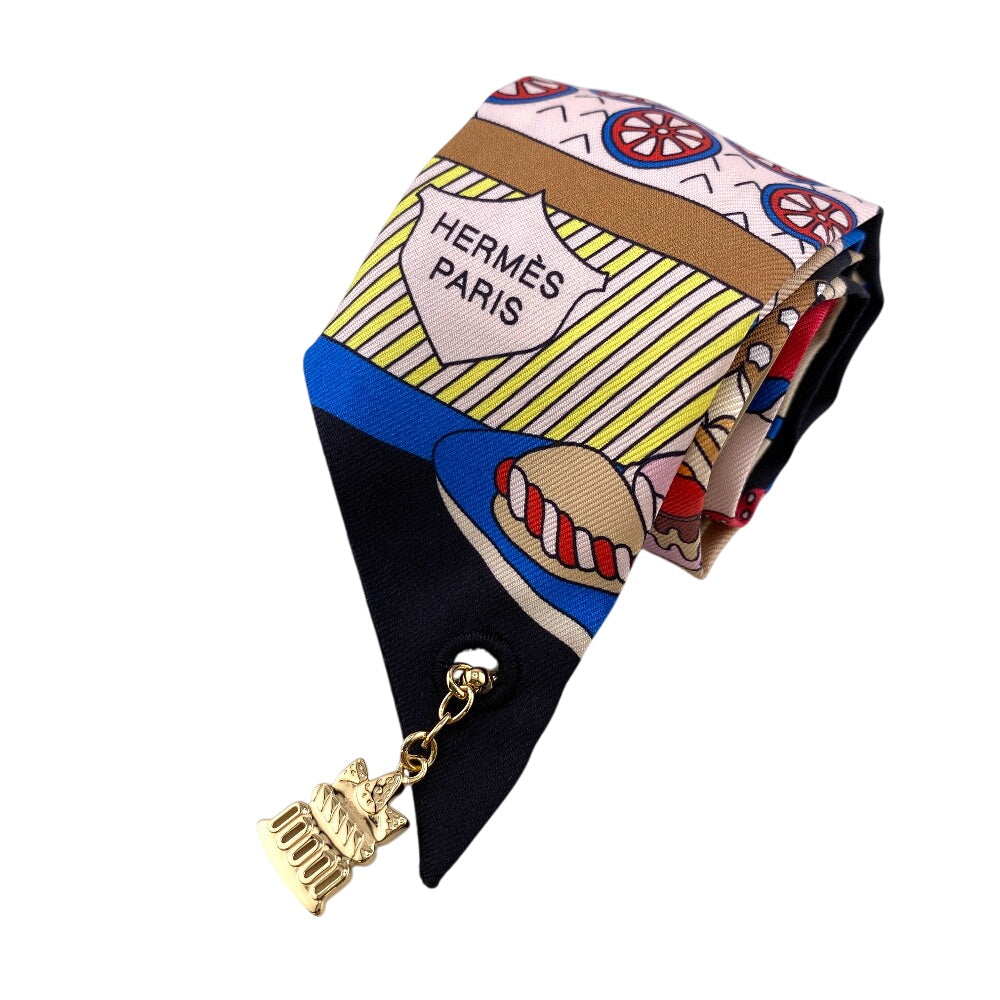 HERMES scarf silk black Patisserie Française