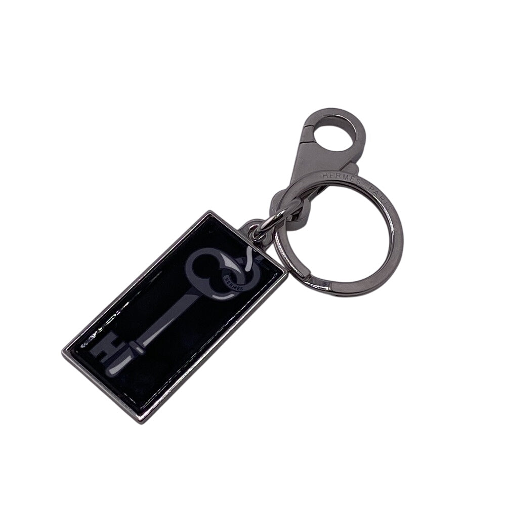 HERMES key ring Stainless Steel black Illusion mens Used